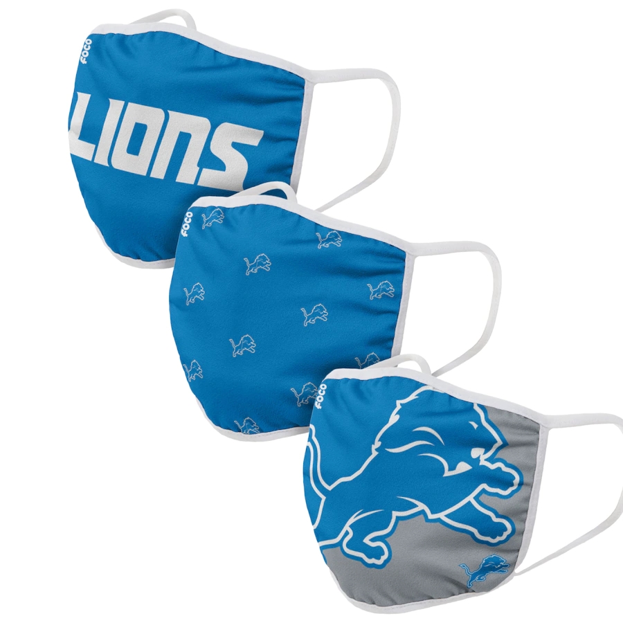  Detroit Lions Adult Face Covering 3-PackDust mask with filter